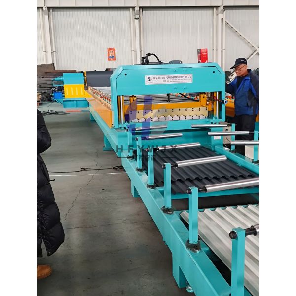 C21 Steel Trapezoidal Roof Panel Roll Forming Machine with Linear Guide Rail System, High-Speed Production, and PLC Control