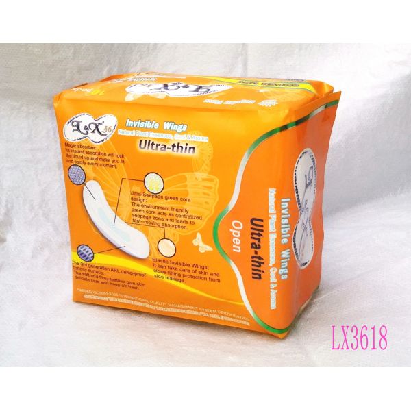 Natural Plant Infused Ultra-Thin 240mm Sanitary Napkins Pad with Invisible Wings 10 Pads/Pack Private Label Available