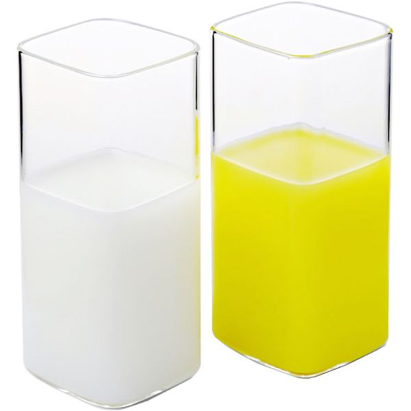 Square Straight High Borosilicate Glass Cup OEM Capacity Glass Coffee Cups