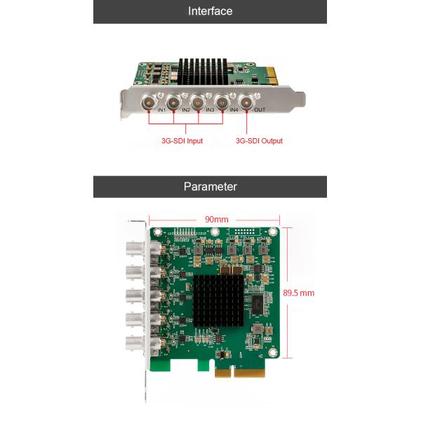 Professional 1080P60 Live Streaming Video Capture Card with 4 SDI Inputs and 1 Output
