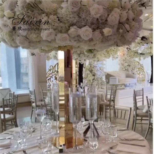 ZT-564 Venta al por mayor Eventos de bodas Pilares de oro alto Espejo Pilar Floral