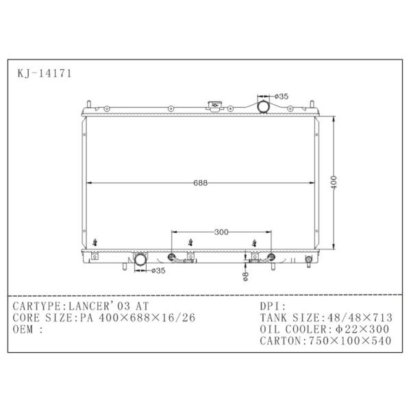 Plastic Tank Mitsubishi Radiator With Aluminum Core Of LANCER ' 2003