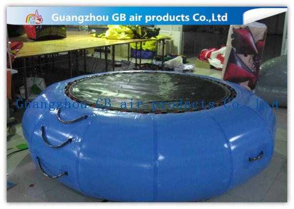 Exciting Inflatable Water Game / Rave Sports Water Trampoline Blue Color