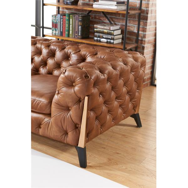 Light Luxury Europe Leather Chesterfield Sofa / Two Seater Leather Couch