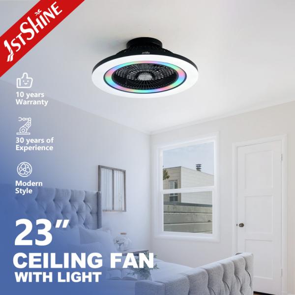 23 Inch Bladeless Ceiling Fan with DC Motor RGB Light and Remote Control for Bedroom