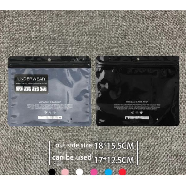 Fashion transparent multi-color plastic zipper clothing underwear bags