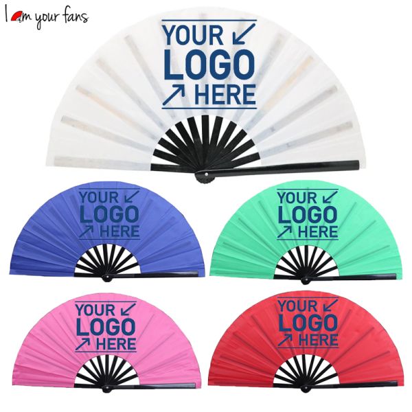 13 Inch Custom Rave Printed Folding Hand Fan Plastic Rave Hand Fan Printed Loud Clack Hand Fan