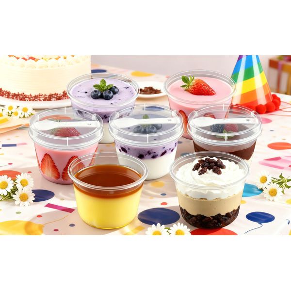 Oz Plastic Dessert Cups With Lids And Spoons, Clear Yogurt Parfait/Appetizer Cup With Lids For Party, Mini Round Dessert Cups With Spoons For Pudding/Jello/Milkshake/Fruit/Ice Cream