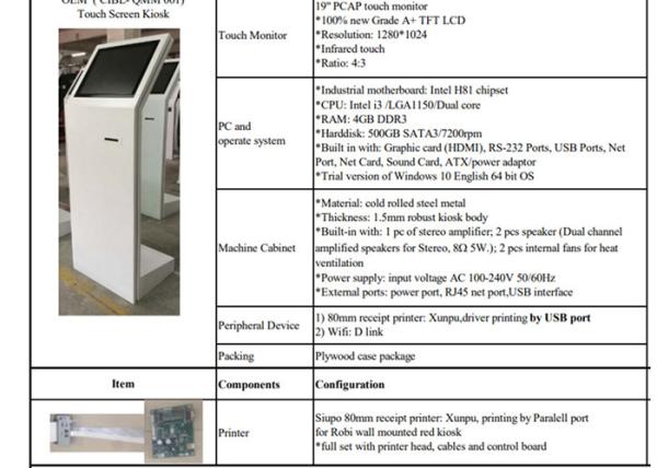 TOPADKIOSK 3G 4G LCD Digital Signage Self Payment Kiosk For Exhibition