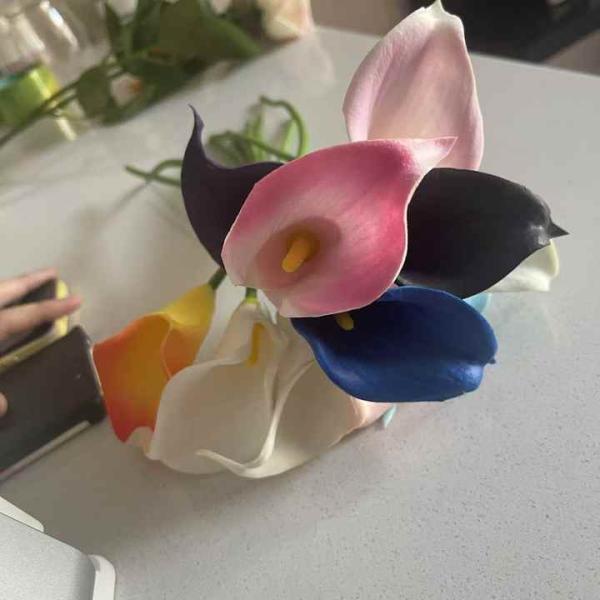 Decoraciones de bodas y de Año Nuevo artículos de mesa para el hogar flores artificiales de seda Calla Lily