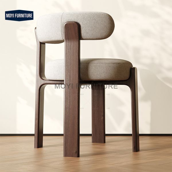 Solid Wood Dining Chairs Modern and Simple Backrest Makeup Chairs, Solid Wood Walnut Color Hotel Leisure