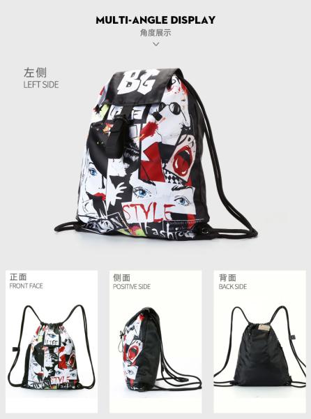 Foldable Students Waterproof Drawstring Bag Medium Size Customized Logo