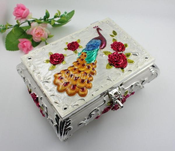 Shinny Gifts Metal Jewelry Box Earring Storage Box for Wedding Gifts&Desktop Decoration