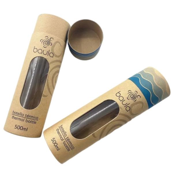 Printed Kraft Paper Tube with Window for Wine Bottle Cup Packaging