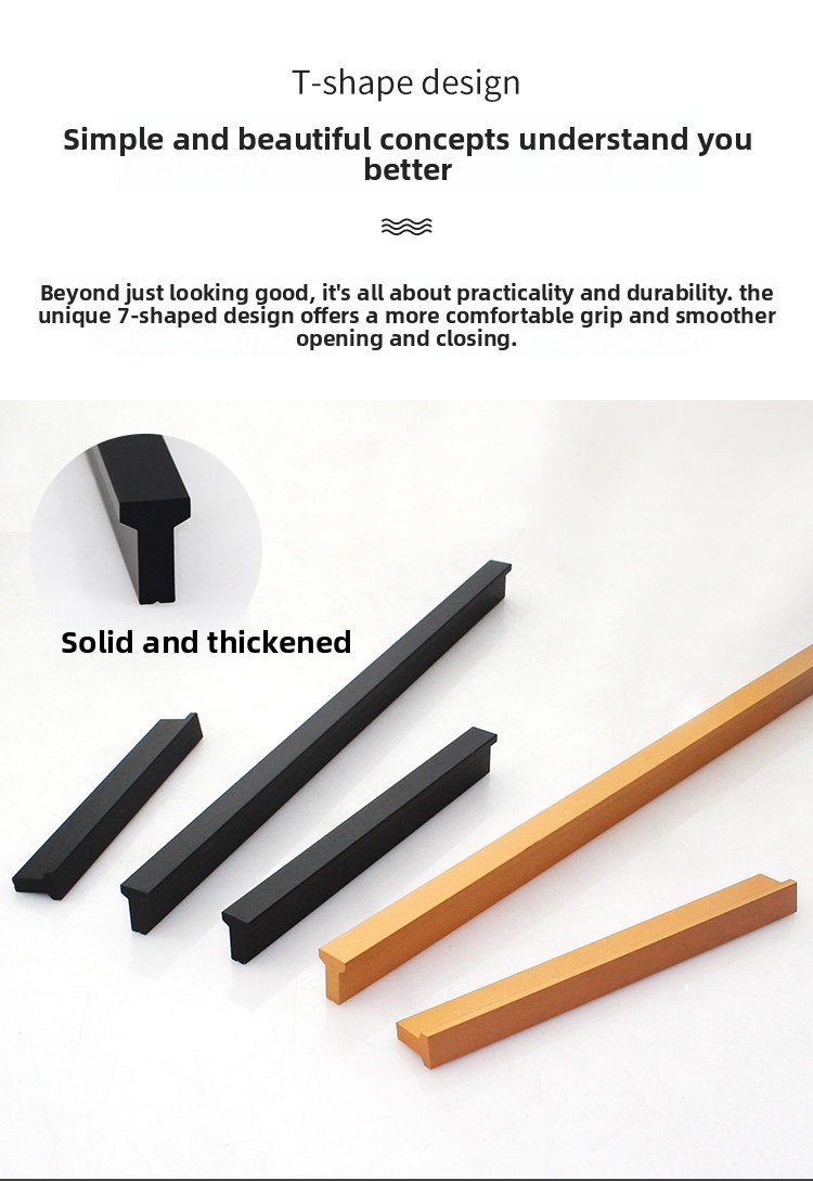 Hidden Aluminum T-Shaped Cabinet Handle with Contemporary Design for Kitchen & Bathroom Drawers Easy Installation 18mm Height