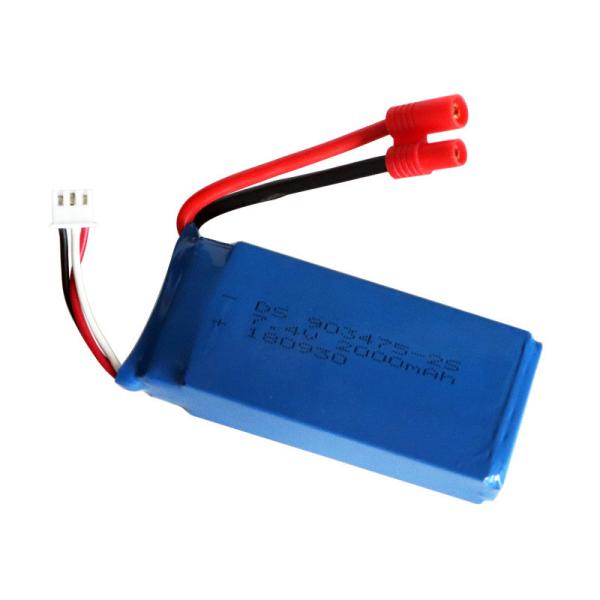 7.4V 2000mAh 2S LiPo Battery Lithium Polymer Battery With Balance Wire & Banana Connector for Remote Control Vehicle, RoHS Compliant Made in China