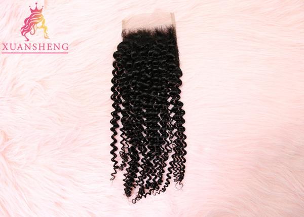 Malaysian 4x4 Lace Closure Grade 10A Virgin Human Lace Hair / Silky Deep Curly Hair