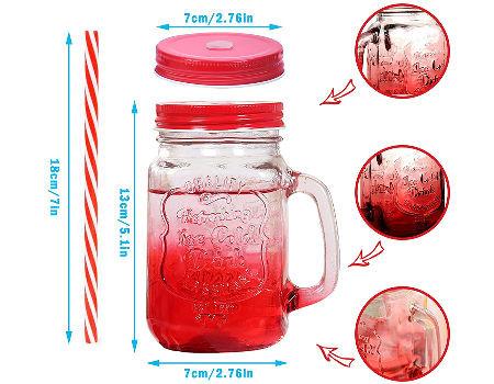 Wholesale cheap Hot selling colored drinking glass mason jar with handle