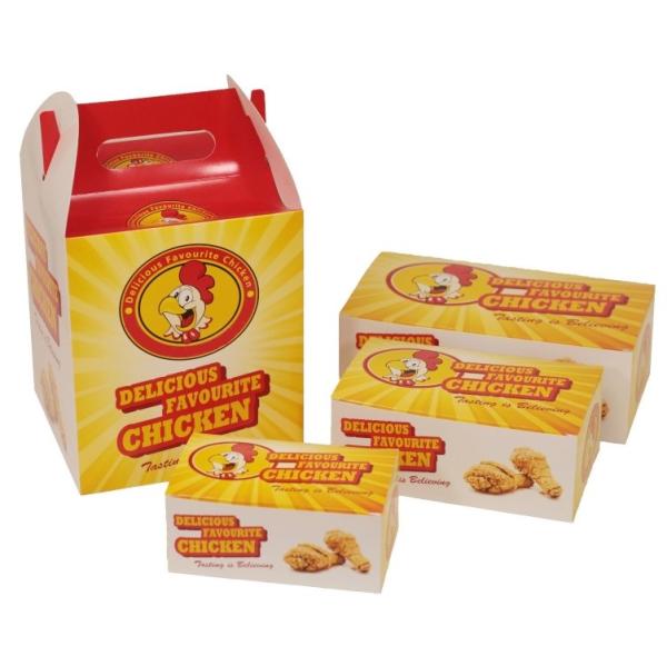 Takeout fried chicken box food grade customized logo biodegradable white cardboard packaging box