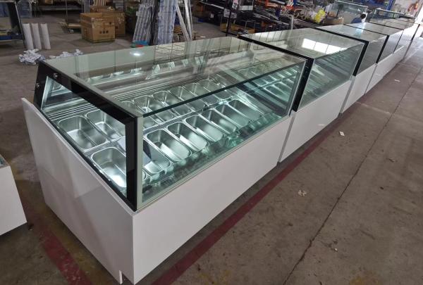 Congelador de display de sorvete de temperatura ultra baixa com caixa de luz personalizada ou base de mármore
