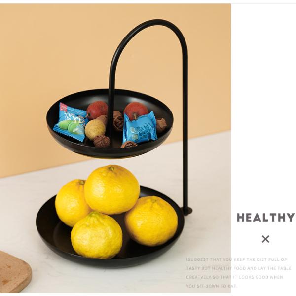 Anti Rust Double Tier 31cm Height Steel Fruit Basket