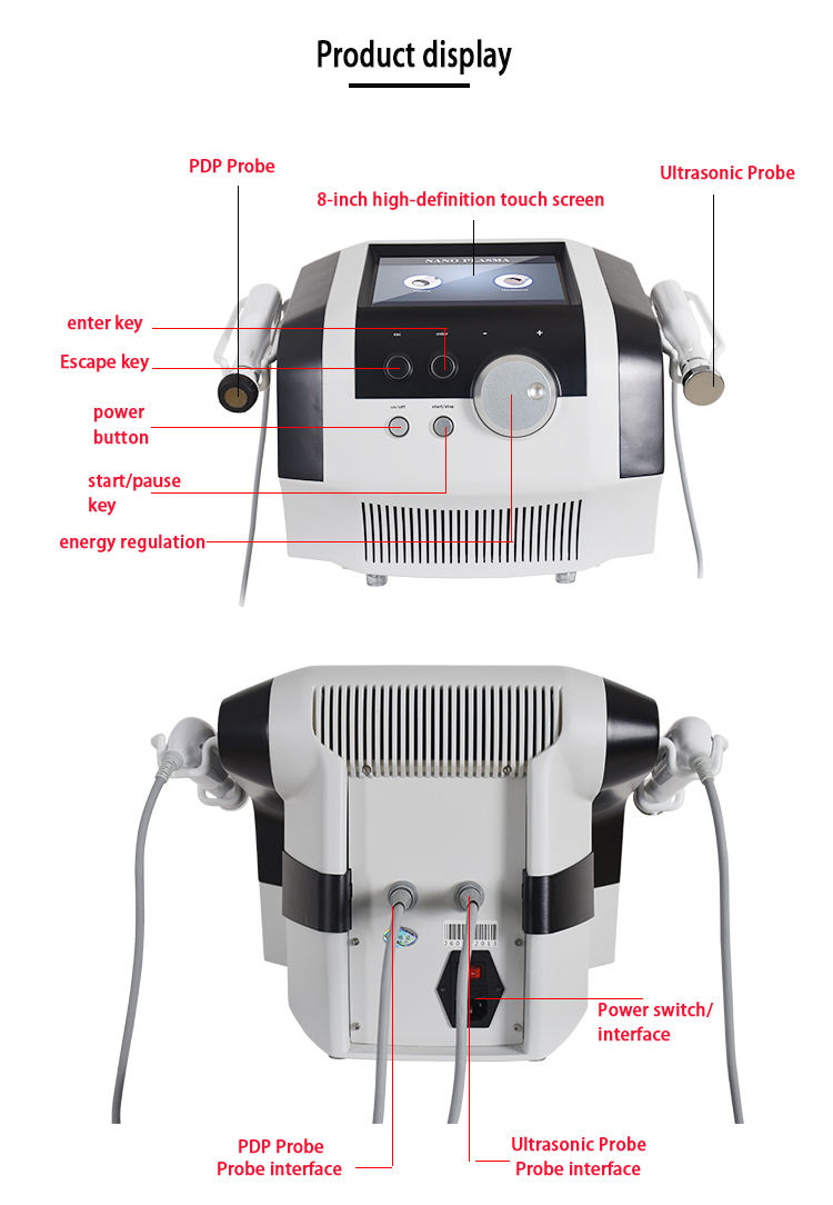 Skin Rejuvenation Face Lift Wrinkle Removal 2 In 1 Ultrasonic Hydor Space Plasma Machine