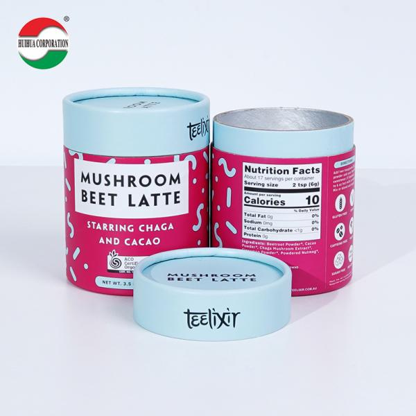 Design personnalisé Contenant de thé de qualité alimentaire Emballage Matériau recyclable Bonbons de luxe Boîtes cadeau rondes en papier kraft Cylindre à tube à sceau en aluminium