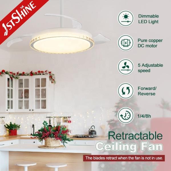 110-240V/50Hz-60Hz LED Ventilador de teto com lâminas retráteis 10- e espaço-salvamento design