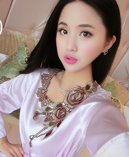 100%Polyester  Embroidery  Pajams Collar Lace   Mesh Based Necklace Decoration