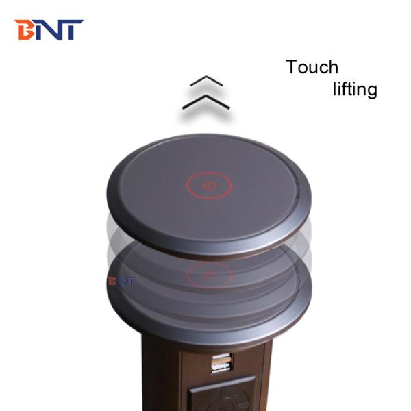 Kitchen counter smart motorized pop up desktop socket outlet box with wireless charger