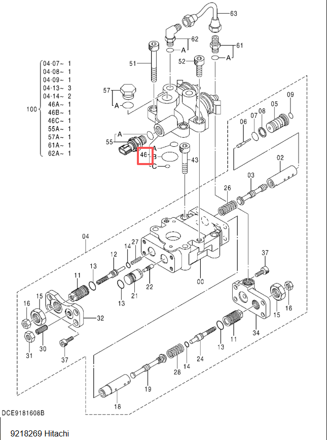 ZX120 ZX110 Hitachi Excavator Parts Solenoid Valve 9218269 OEM