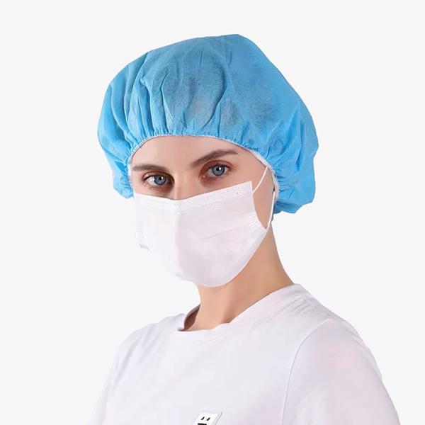 Blue Disposable Nonwoven Bouffant Caps Hair Net Hair Sleeves With Swivel Side Headbands, Unisex, Perfect For Sleeping