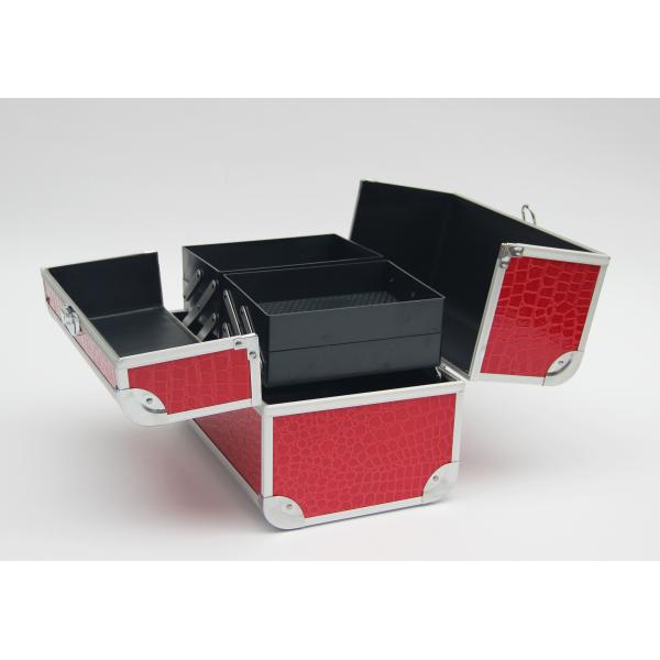 Случай PU алюминиевый косметический носит панель косметик и инструментов красную кожаную с одним замком