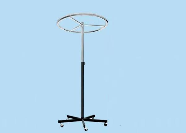 Chrome Steel Hanging Retail Store Garment Racks On Wheels Adjustable Height
