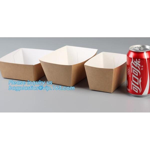 Disposable brown kraft paper boat paper food tray,Latest design food grade cardboard food fold paper boat trays bagease