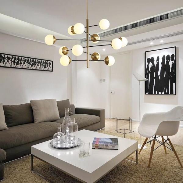 ODM Frosted Glass Ball Pendant Light Modern Simple Chandelier For Living Room Restaurant