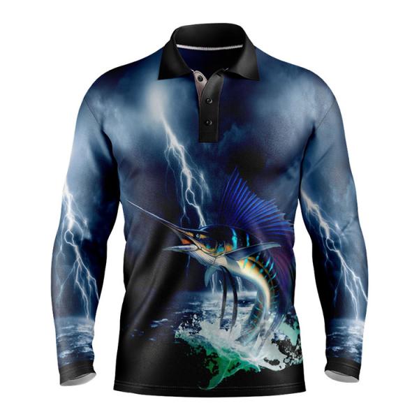 Multiscene Fishing Tournament Jerseys Long Sleeve Polo Washable