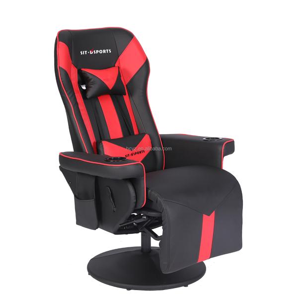 Black Racing Style PU Leather Office Gaming Sofa With Footrest 50*80*110cm for Gaming Room