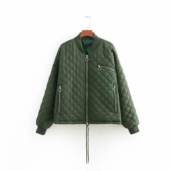 Quilted Cotton Womens Ma1 Bomber Jacket Breathable Solid Pattern Type