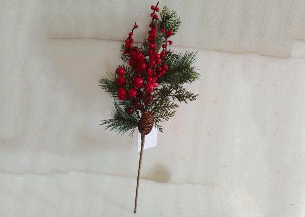 50cm Artificial Red Berry Pine Cone Picks For Christmas Party