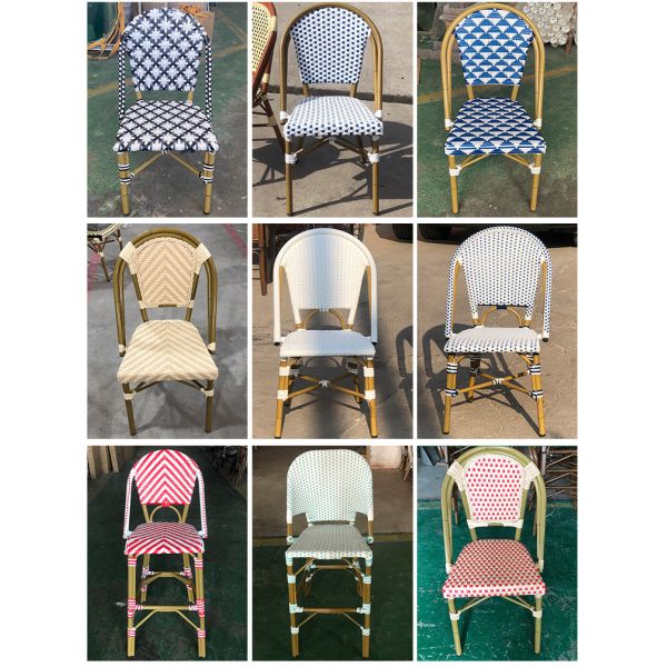 Patio Furniture Garden Chairs Rattan Outdoor Chaise Bistrot Bois Table and Bistro Chair French