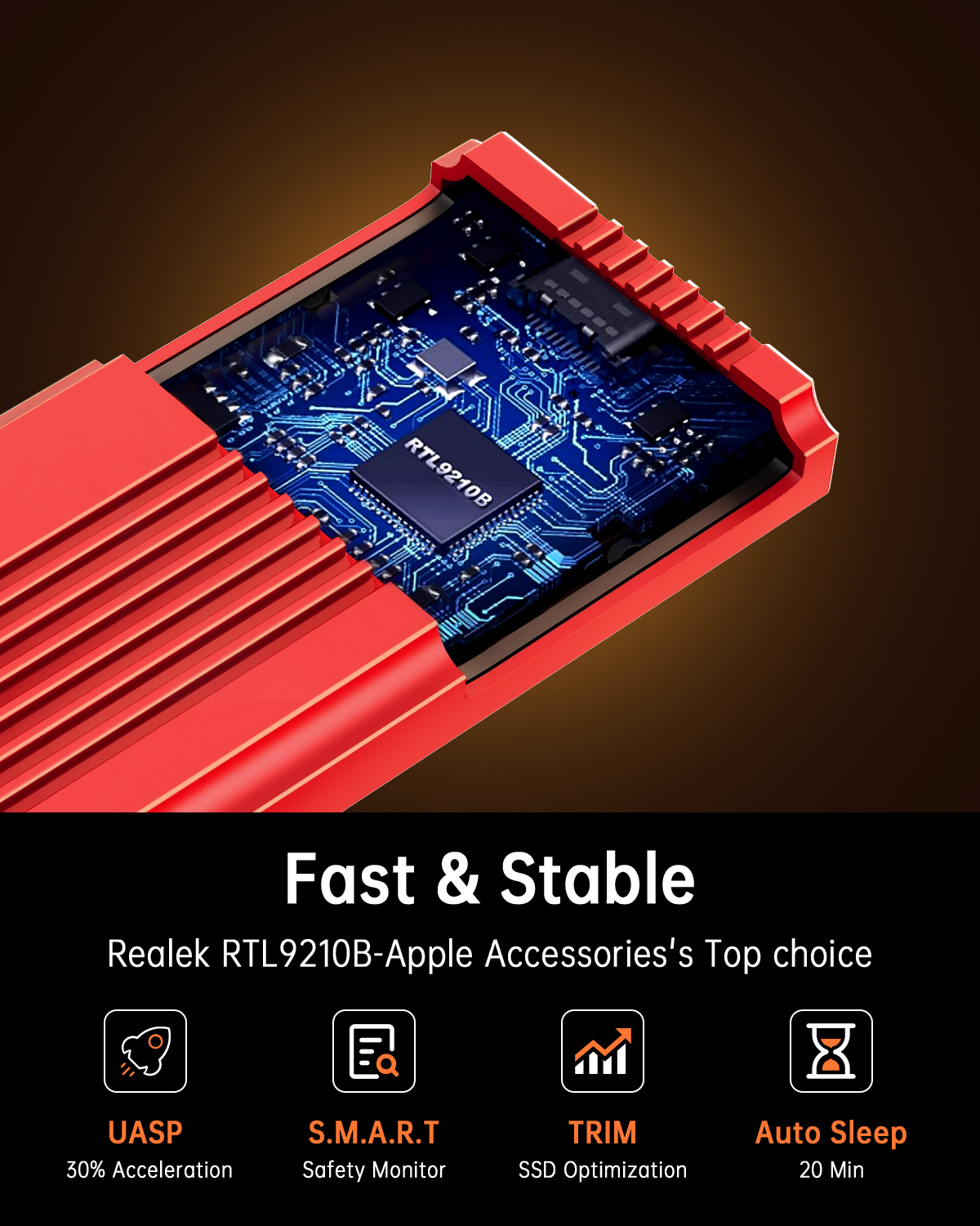 Tool Free NVMe To USB Enclosure 4TB M.2 NVMe SATA SSD Enclosure 10Gbps For SSDs 2230 2242 2260 2280
