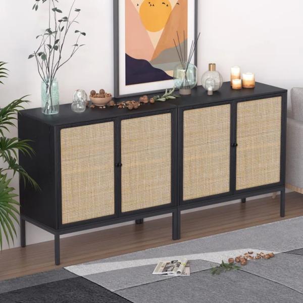 Decorative MDF Slat Wood Cabinet Sideboard Kitchen Apartment