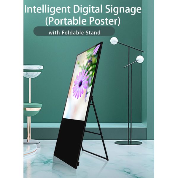 Portable Battery Powered Digital Poster 55 Inch LCD Advertising Screen Wireless Smart Signage for Event Promotion