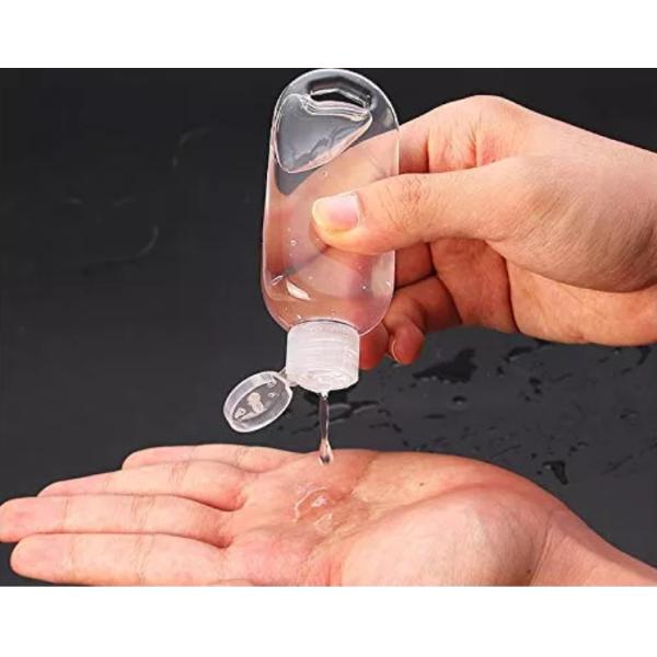 Clear 50mL PET Hand Wash Container Portable Refillable Empty Travel Squeeze Bottle with Hook
