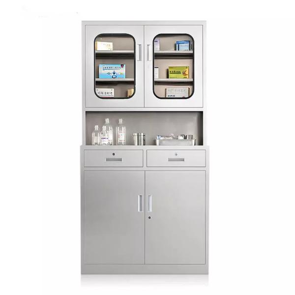 201 Stainless Steel Medicine Cabinet Durable Hospital Medicine Cabinet 2 Drawer 4 Door