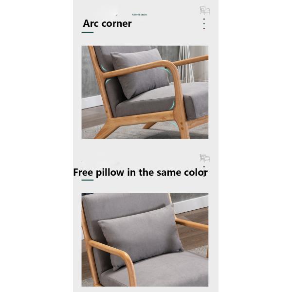 Home Office Natural Rubber Wood Fabric Sofa Set Furniture Combination for Small Family