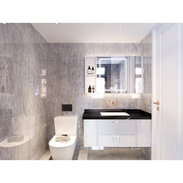 OEM ODM Custom gabinete de baño de acero inoxidable con estanterías laterales abiertas