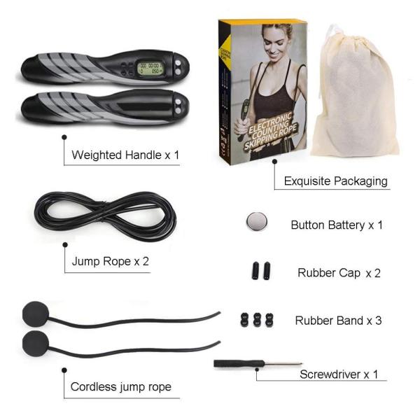 3M Electronic Adjustable Fitness Jump Ropes Time Setting LED Display With Counter