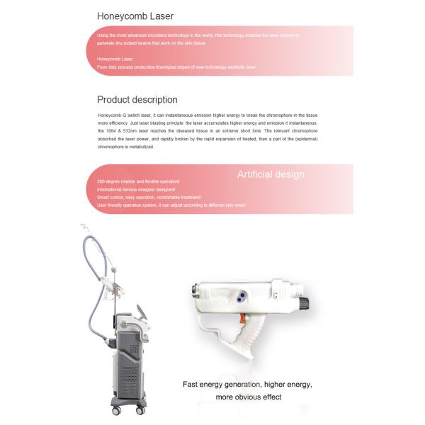 Professional Honeycomb Laser Tattoo Removal Equipment Air And Water Cooling Method
